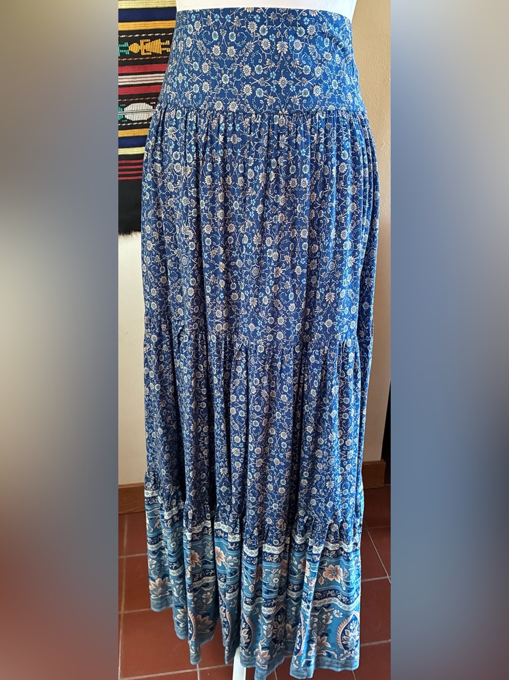 NATURAL LIFE Blue Floral Tiered Maxi Skirt - Picture 3 of 11